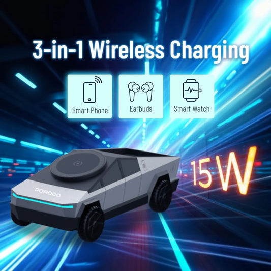 Porodo Cyber Truck 3-in-1 Wireless Charging Station
