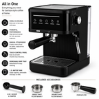 20 Bar Espresso Coffee Machine with Milk Frother – Professional Cappuccino & Latte Maker for Home & Office